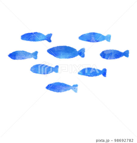 水彩タッチの海の生き物　魚群 98692782