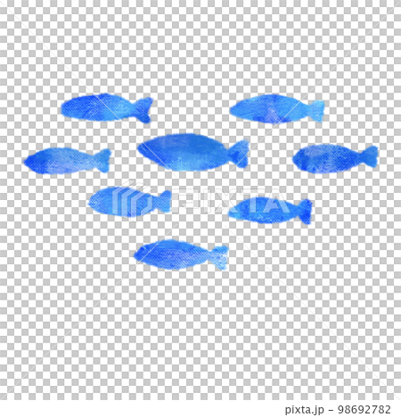 水彩タッチの海の生き物　魚群 98692782