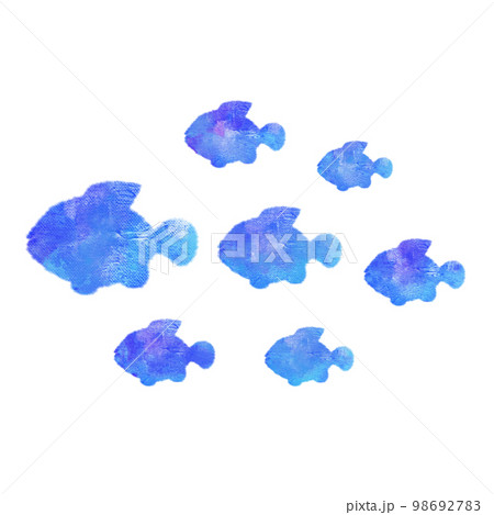 水彩タッチの海の生き物　魚群 98692783