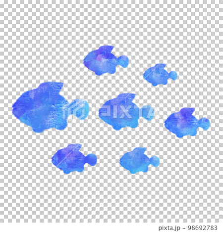 Sea creatures with a watercolor touch School of fish Sea creatures with a watercolor touch School of fish 98692783