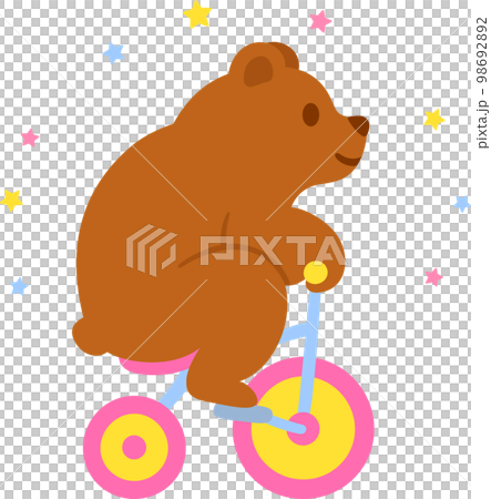 Cartoon bear riding tricycle 98692892