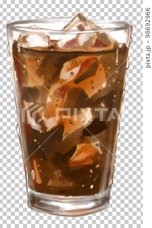 Watercolor illustration of glass with ice and cola 98692966