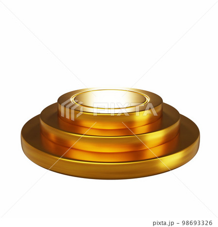 3d golden podium realistic render, metal stage platform, ceremony premium award stand on white. 3d golden podium realistic render, metal stage platform, ceremony premium award stand on white. 98693326