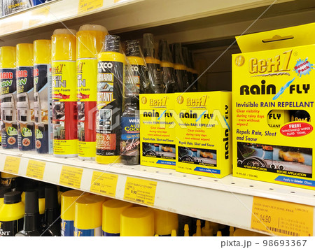 JOHOR, MALAYSIA -FEBRUARY 3, 2022: Various car care products on display for sale. Separated by category, brand, type and price. Have a price tag to make it easier for customers. JOHOR, MALAYSIA -FEBRUARY 3, 2022: Various car care products on display for sale. Separated by category, brand, type and price. Have a price tag to make it easier for customers. 98693367