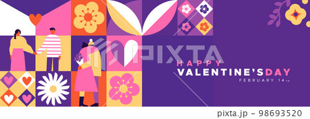 Valentine's Day people cartoon in love flat mosaic card 98693520