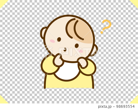 Baby with a questioning expression_Illustration material Yellow clothes Baby with a questioning expression_Illustration material Yellow clothes 98693554