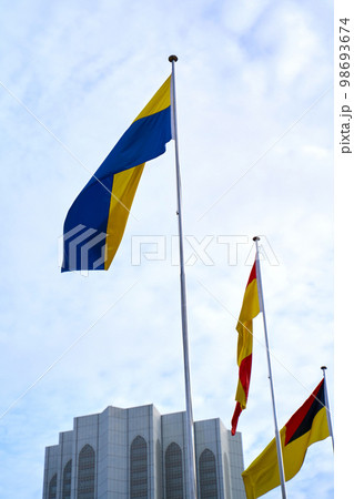 Flagpoles with Malaysian state flags in Merdeka Square Flagpoles with Malaysian state flags in Merdeka Square 98693674
