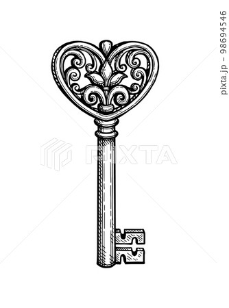 House Key Outline. Sketch Of An Object That Opens A Door Lock, Safe. Hand  Drawn Thin Line Art Vector Illustration. Isolated Simple Element. Royalty  Free SVG, Cliparts, Vectors, And Stock Illustration. Image