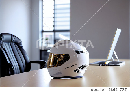 White, shiny motorcycle helmet White, shiny motorcycle helmet 98694727