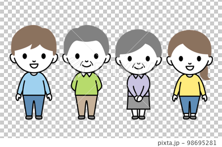 Four men and women of senior and young generation Four men and women of senior and young generation 98695281