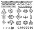 Aztec tribal boho ornaments. Navajo mexico geometric tattoo, ethnics maya symbols. Isolated african motif design, peruvian decent vector elements 98695549