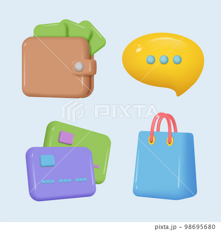 Plasticine icons. Business and marketing media signs in cartoon style notification icons decent vector stylized templates 98695680