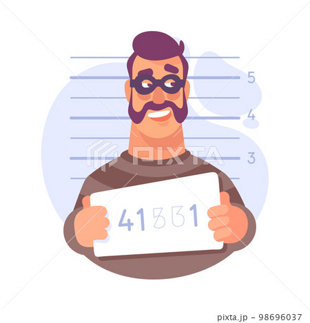 Man Criminal In Mask Taking Mug Shot In Jail...のイラスト素材 [98696037] - PIXTA