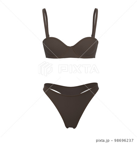 Beautiful women's set brown underwear bra and thong panties, front view, clipping, isolated on white background. Beautiful women's set brown underwear bra and thong panties, front view, clipping, isolated on white background. 98696237