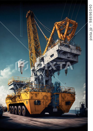 Deck crane. Cargo ship crane. Generative Ai Deck crane. Cargo ship crane. Generative Ai 98696340