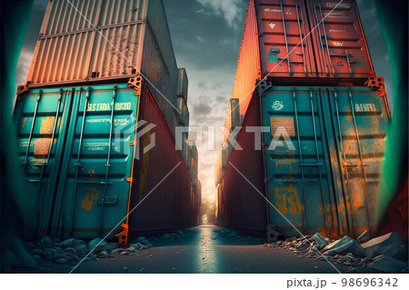 Cargo shipping containers. Generative Ai Cargo shipping containers. Generative Ai 98696342