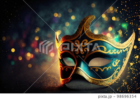 Venetian mask on dark bokeh background. Generative Ai 98696354