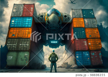 Cargo shipping containers. Generative Ai Cargo shipping containers. Generative Ai 98696355