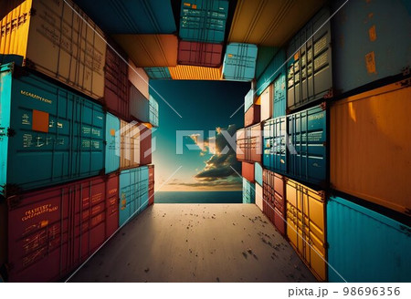 Cargo shipping containers. Generative Ai Cargo shipping containers. Generative Ai 98696356