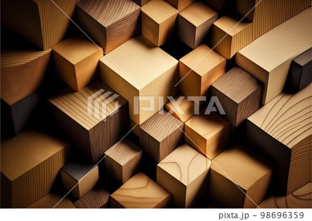 Wooden cube blocks pattern background. Generative Ai Wooden cube blocks pattern background. Generative Ai 98696359
