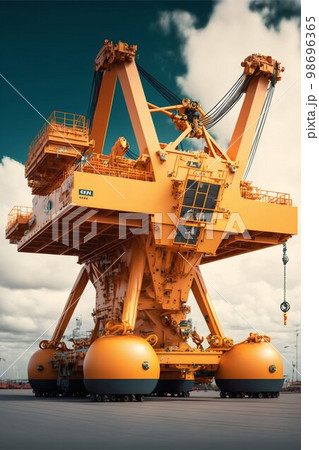 Deck crane. Cargo ship crane. Generative Ai Deck crane. Cargo ship crane. Generative Ai 98696365