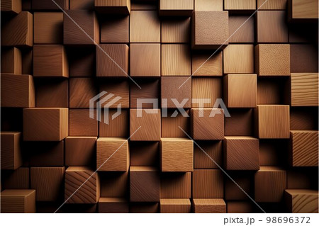 Wooden cube blocks pattern background. Generative Ai Wooden cube blocks pattern background. Generative Ai 98696372