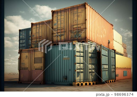 Cargo shipping containers. Generative Ai Cargo shipping containers. Generative Ai 98696374