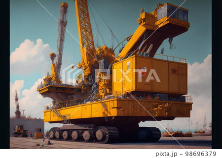 Deck crane. Cargo ship crane. Generative Ai Deck crane. Cargo ship crane. Generative Ai 98696379