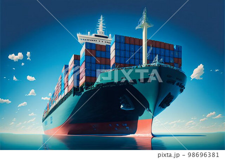 Container cargo ship in sea. Generative Ai Container cargo ship in sea. Generative Ai 98696381