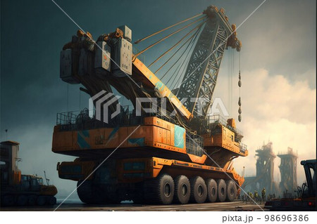 Deck crane. Cargo ship crane. Generative Ai Deck crane. Cargo ship crane. Generative Ai 98696386