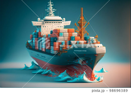 Container cargo ship in sea. Generative Ai 98696389