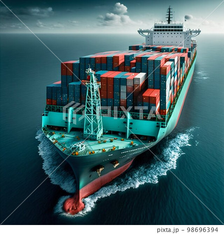 Container cargo ship in sea. Generative Ai Container cargo ship in sea. Generative Ai 98696394