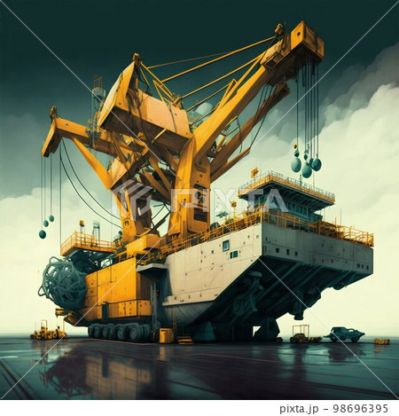 Deck crane. Cargo ship crane. Generative Ai Deck crane. Cargo ship crane. Generative Ai 98696395