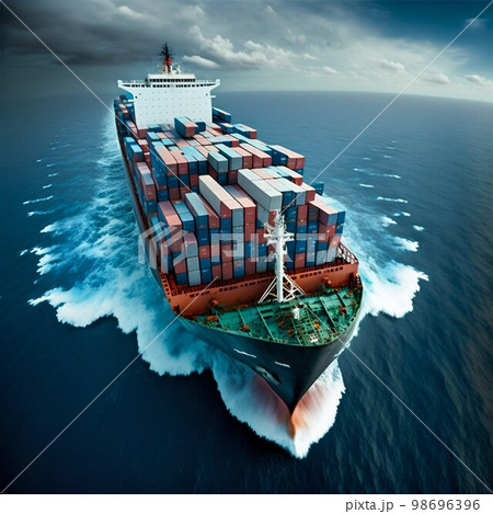 Container cargo ship in sea. Generative Ai Container cargo ship in sea. Generative Ai 98696396