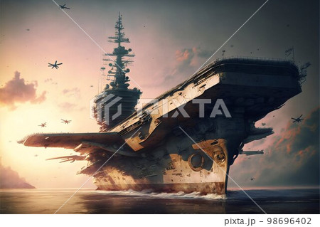 Aircraft carrier in sea. Generative Ai Aircraft carrier in sea. Generative Ai 98696402
