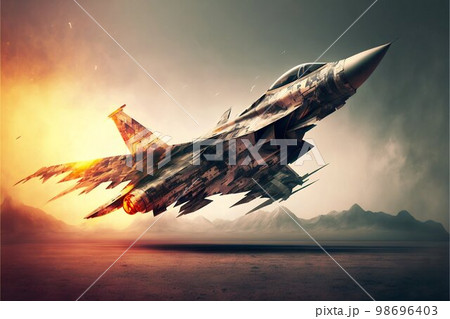 Airplane fighter in sky. Generative Ai Airplane fighter in sky. Generative Ai 98696403