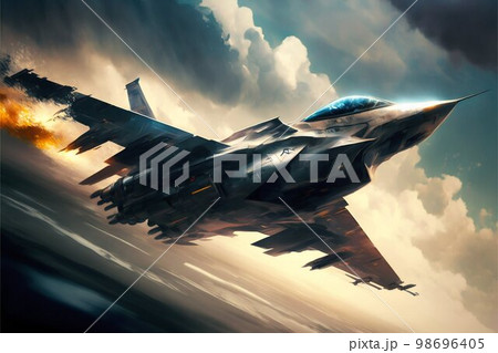 Airplane fighter in sky. Generative Ai Airplane fighter in sky. Generative Ai 98696405