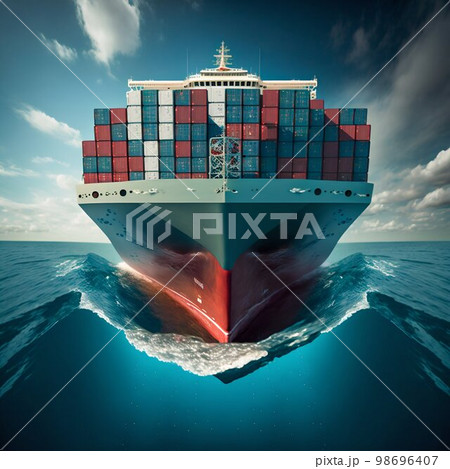 Container cargo ship in sea. Generative Ai Container cargo ship in sea. Generative Ai 98696407