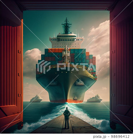 Container cargo ship in sea. Generative Ai Container cargo ship in sea. Generative Ai 98696412