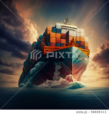 Container cargo ship in sea. Generative Ai Container cargo ship in sea. Generative Ai 98696413