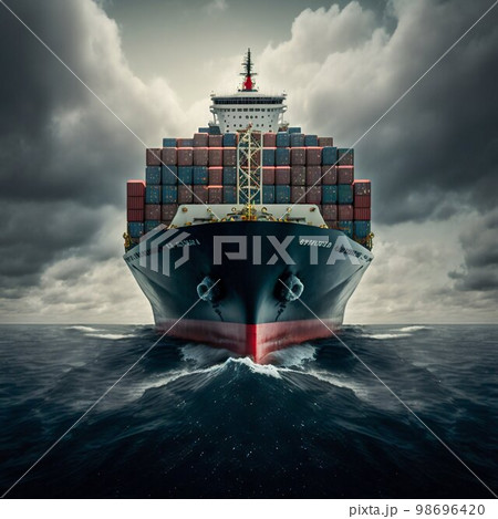 Container cargo ship in sea. Generative Ai 98696420