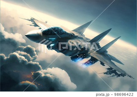 Airplane fighter in sky. Generative Ai 98696422