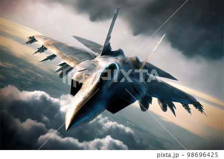 Airplane fighter in sky. Generative Ai 98696425