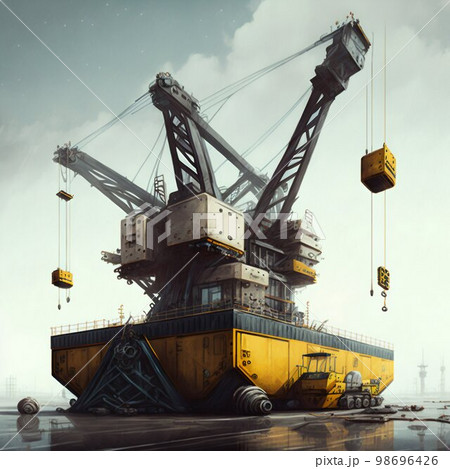 Deck crane. Cargo ship crane. Generative Ai 98696426