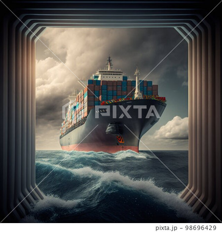 Container cargo ship in sea. Generative Ai Container cargo ship in sea. Generative Ai 98696429