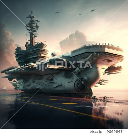 Aircraft carrier in sea. Generative Ai Aircraft carrier in sea. Generative Ai 98696434