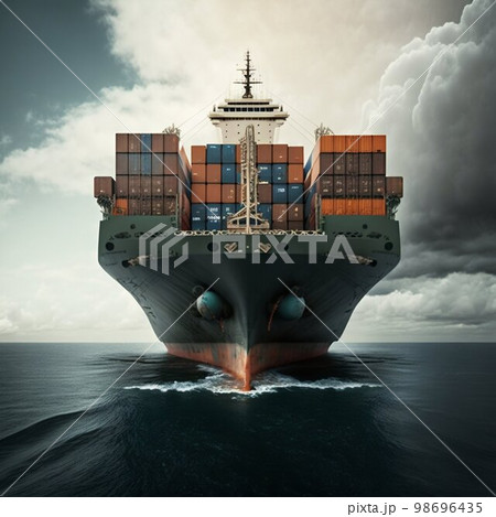 Container cargo ship in sea. Generative Ai Container cargo ship in sea. Generative Ai 98696435