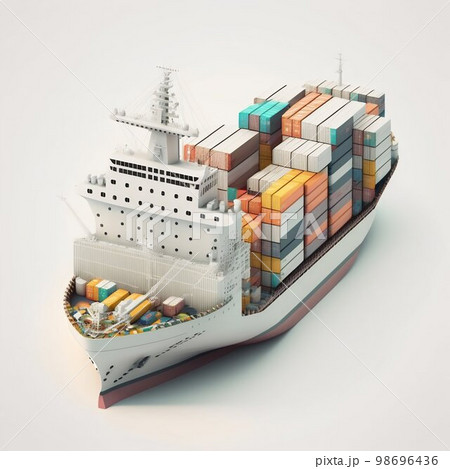 Container cargo ship in sea. Generative Ai 98696436