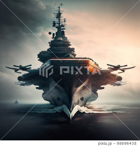 Aircraft carrier in sea. Generative Ai 98696438