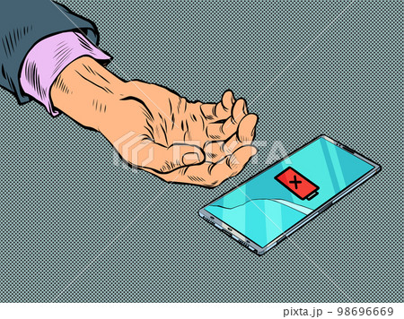 A businessman man died because his phone ran out of charge. battery and accumulators theme 98696669